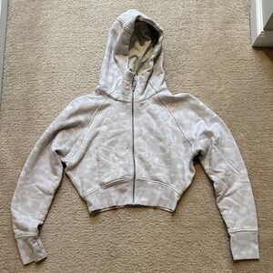 Lululemon Scuba Full Zip Crop Leopard Gray